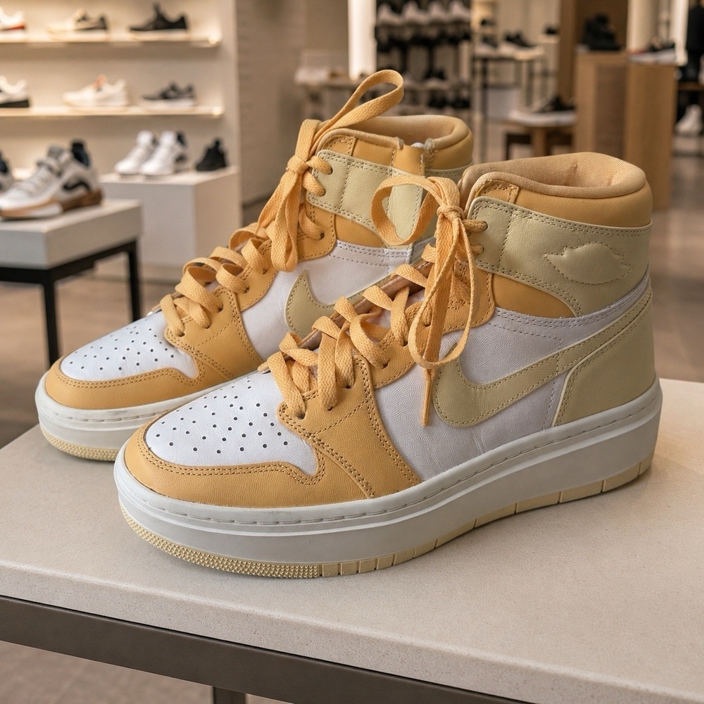 Air Jordan 1‎ Elevate High Shoes Celestial Gold White DN3253-200 Womens Size 9.5